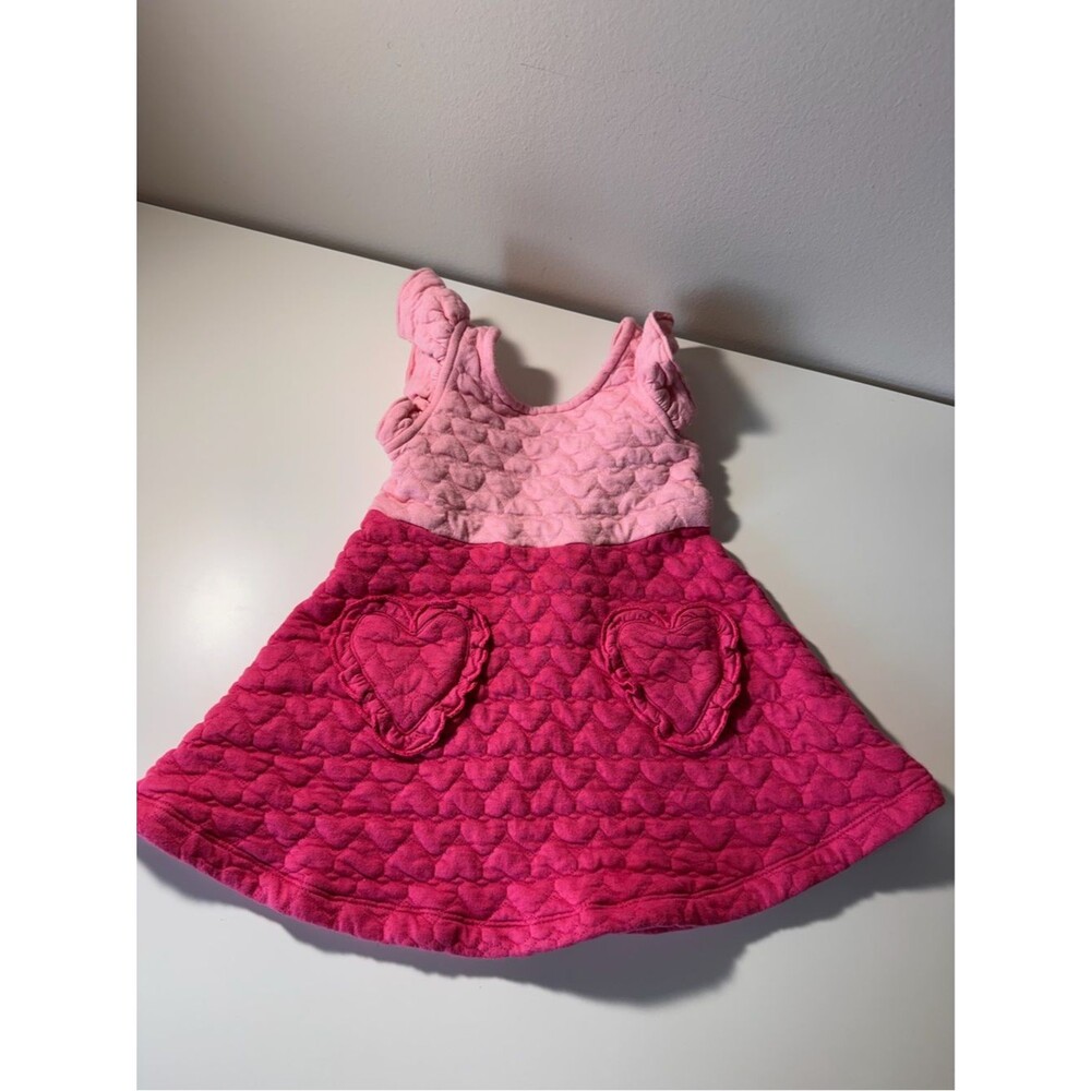 Janie and Jack Pink Girls heart quilted frill shoulder heart pocket cotton blend